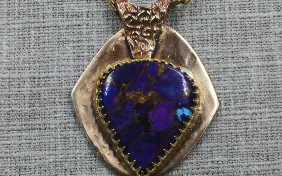 Bronze Blue Moon Turquoise Pendant