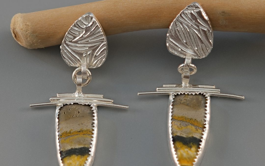 Silver Post Bumble Bee Earrings